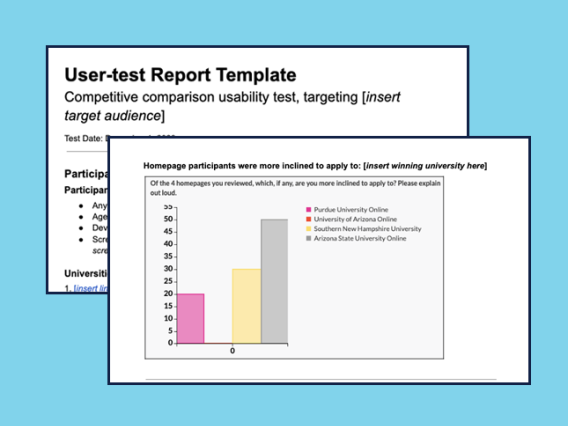 Example of a UArizona competitive comparison usability test template