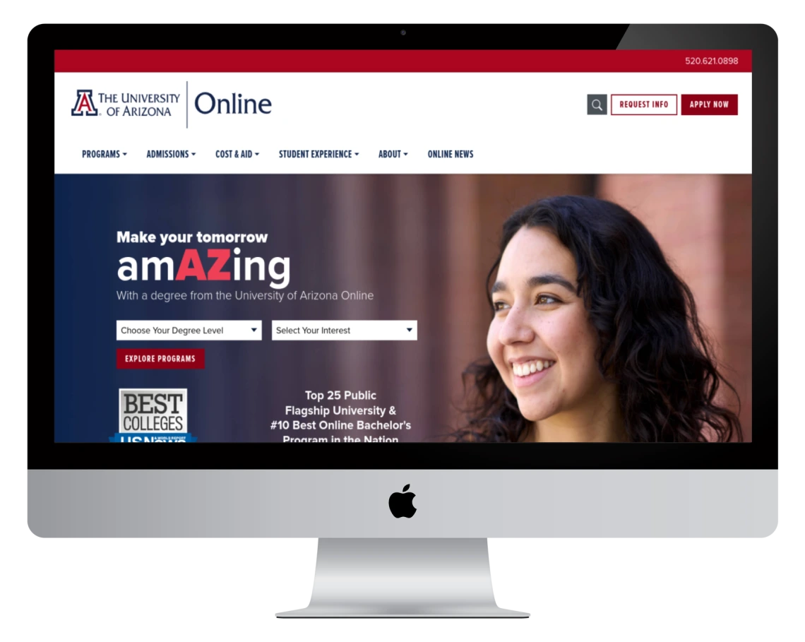 Example of Arizona Online's website homepage