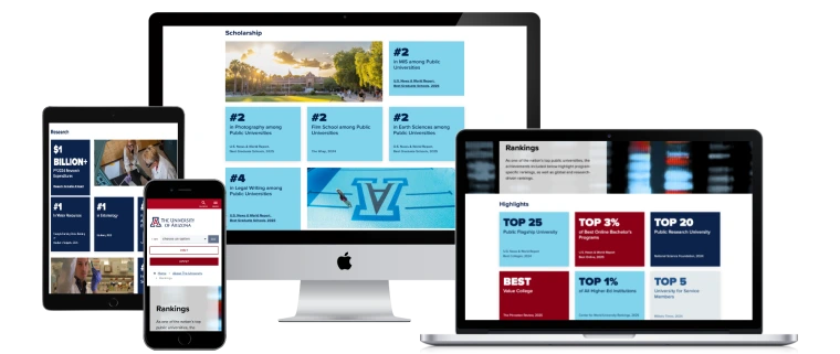 screenshot of the Rankings page on Arizona.edu