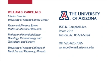 UArizona business card