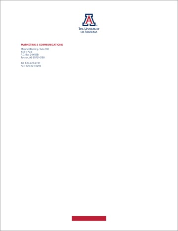 UArizona print letterhead